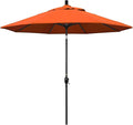 California Umbrella 9' Rd Pacific Trail Series Aluminum Patio Umbrella, Crank Lift, Push Button Tilt, Black Finish, Sunbrella Tangerine Fabric
