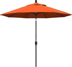 California Umbrella 9' Rd Pacific Trail Series Aluminum Patio Umbrella, Crank Lift, Push Button Tilt, Black Finish, Sunbrella Tangerine Fabric