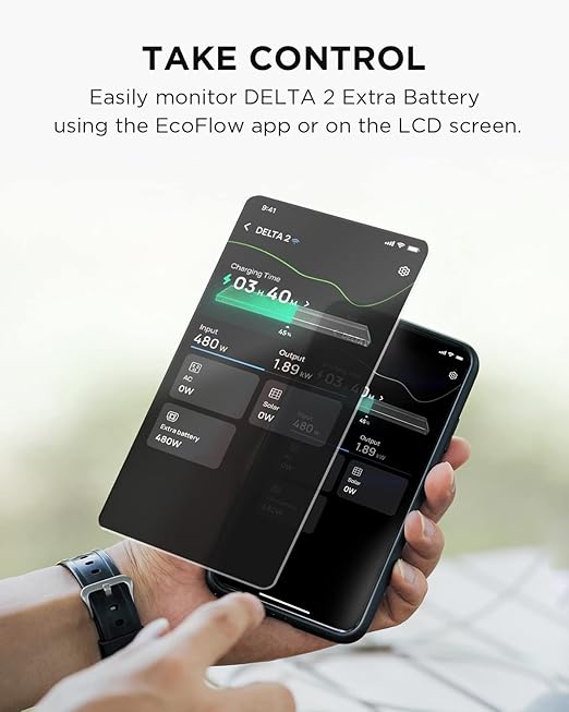 EF ECOFLOW Portable Power Station DELTA2 with Smart Extra Battery, Expand Capacity from 1024Wh to 2048Wh, Solar Generator for Home Backup, Emergency, Outdoor Camping