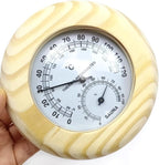 HJJKKH Sauna Thermometer Hygrometer,2 in 1 Indoor Wooden Sauna Fahrenheit Hygrothermograph for Sauna Room Humidity Temperature Measurement,Sauna Accessories (Pine-Round)