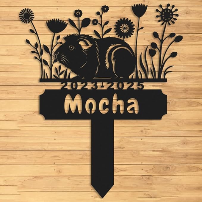 Personalized Guinea Pig Memorial Stake,Pet Plaque Guinea Pig Lover,Metal Guinea Pig Grave Marker,Remembrance Stake,Outdoor Garden Yard Sign guinea pig 8inch