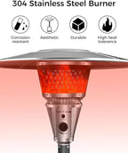 50,000 BTU Patio Heater for Outdoor Use With Adjustable Heat Focusing Top, Portable Propane Patio Heater with Wheels, Stainless Steel Burner for Porch Deck Garden (Black)
