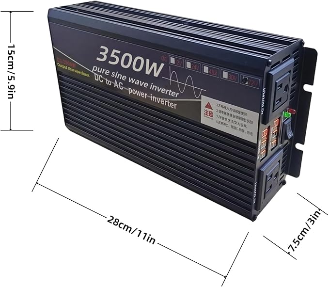 3500W Power Inverter 48V DC to 110V AC Converter with LED Display Dual AC Outlets Dual Fans Radiating for RV, Camp, Boat and Home Emergency Portable Pure Sine Wave Inverter (LED Screen, 3500W 48V)