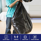 Teivio 55-60 Gallon Black Trash Bags | 170 Bags Extra Large Multi-Use Heavy Duty Commercial Garbage Bags | Lawn And Leaf Bags | Outdoor Yard Waste Bag | Contractor Workshops Trash Bin Liner