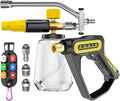 POHIR 5000 PSI Pressure Washer Gun with Cannon, Power Washer Sprayer with Dual Adjustable Foam Lance,1/4" Quick Connector with Nozzle Tips (Gun+Foam Cannon+Dual Connector+Nozzle)