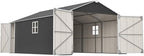 12x20 FT Garage Shed Outdoor Storage 1810 CU.FT Large Metal Garden Tool Sheds for Vehicle with Lockable Doors Floor Frame Window Gable Roof Waterproof for Backyard Patio Lawn, Black