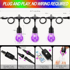 Auroraworld 96FT RGB Outdoor String Lights, Dimmable Color Changing Waterproof LED Patio Lights with Remote & E26 Shatterproof Edison Bulbs for Bistro Backyard Garden Party Decor