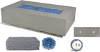 Elementi+ | Meteora Gas Fire Pit Cast Concrete 56" Rectangular Fire Table, Outdoor Fire Pit Electronic Ignition | Canvas Cover, Fire Glass and Burner Lid Included | Light Gray | Propane Gas