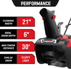 PowerSmart Electric Snow Blower, 21-Inch Corded Snow Thrower, 15-Amp, with LED Light for Yard Driveway Deck