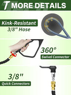 3/8" 4800PSI Pressure Washer Hose 75FT with Swivel Quick Connect for Cold/Hot Water Max 248°F, Kink Resistant Steel Wire Braided, Wear Resistant Power Washer Hose with M22 14mm Adapter