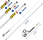 RAYNEL 24FT Telescoping Pressure Washer Extension Wand with Brush Head, 2 Power Washer Extension Wands, Gutter Cleaner Attachment, 7 Spray Nozzle Tips, Support Belt and 2 Hose Adapters