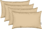 RSH DECOR: Lumbar Throw Pillows Set of 4 | 20” x 12" | All-Weather Spun Fabric | Water and Fade-Resistant | Outdoor Support Pillows for Patio Furniture | Tan
