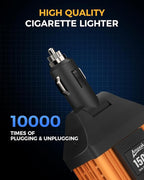 Ampeak 150W Car Power Inverter 12V DC to 120V AC Converter Plug in Adapter with 4.8A Dual USB Ports AC Outlet 11 Safe Protections Cigarette Lighter Adapter Car Laptop Phone Charger for Vehicles