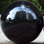 14 inch Diameter Black Gazing Ball,Black Stainless Steel Polished Reflective Smooth Garden Sphere Globe Mirror,Colorful and Shiny Addition to Any Garden or Home
