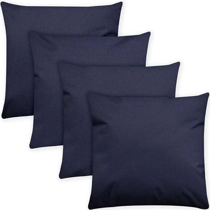 Covers & All Premium Square Throw Pillow Inserts with Covers Set of 4, 12 x 12 Inches Navy Blue, Decorative Cushions for Couch Sofa Home Decor Office Travel UV Resistant Waterproof Soft Cushions