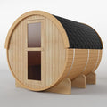 ZONEMEL Indoor and Outdoor Barrel Sauna Room with Asphalt Shingle Roof, Canadian Hemlock Wood Steam Sauna with 6KW ETL Certified TOULE Heater, 8mm Tempered Glass, Rocks, Bucket (Hemlock, 8 Person)