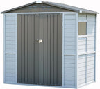 Galvanized Steel Frame & Solid Cedar Wood Wall Shed | 4x6ft Outdoor Storage Shed with 9-Level Wind Resistance & 10-Grade Waterproof Roof, Lockable Double Doors & 2 Windows for Garden Patio