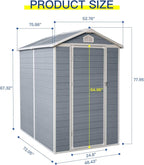 4x6 ft Outdoor Resin Storage Shed with Floor, Waterproof Plastic Garden Shed with Lockable Door and Windows, All-Weather Tool Sheds for Backyard, Patio, Lawn (Grey)