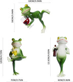 3 Pack Tipsy Frog Figurines Pot Huggers Statues Garden Decor for Outside,Plant Decorations for Pots,Miniature Frog Ornaments for Patio,Balcony,Backyard,Lawn,Unique House Warming Gifts for Women