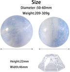 Natural Blue Celestite Crystal Ball with Acrylic Display Base, 50-60mm Polished Stone Feng Shui Crystal Sphere Meditation Decoration for Home & Office