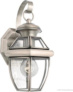 Urban Ambiance Luxury Colonial Outdoor Wall Light, Small Size: 11.5" H x 7" W, with Tudor Style Elements, Versatile Design, Classy Aged Silver Finish and Beveled Glass, UQL1141