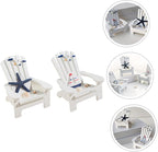 Veemoon 2pcs Miniature Wooden Beach Chair Decor Nautical Ornaments for Home Office Charming and Elegant Design for Christmas Weddings Birthdays and Festivals