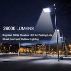 ledmo 200W LED Parking Lot Lights 5000K Street Shoebox Pole Lights Waterproof 26000LM Super Bright Dusk to Dawn Outdoor Commercial Area Flood Security Lighting Slip Fitter for Stadium Sport Garage