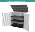 KINYING Horizontal Outdoor Storage Shed,47 Cu.ft Resin Outdoor Storage Cabinet Waterproof for Garden/Patio/Backyards