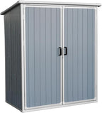 Durable 5x3ft Outdoor Storage Shed with Lockable Doors, Resin Cabinet for Bikes & Patio Furniture, Weatherproof, Gray, Secure and Spacious, Ideal for Outdoor Storage (1 Doors)
