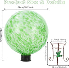 Stargarden Gazing Ball, 10 Inch Decorative Gazing Globe with Metal Ball Stand, Green Glass Balls, Indoor Outdoor Ornaments Gifts for Mom, Women