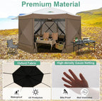 COBIZI 15x15ft Extra Large Pop-Up Gazebo Canopy Tent with Mosquito Netting, Spacious Easy Set-Up Screened Shelter, Durable Outdoor Pavilion with Ground Stakes, Perfect for Patio, Backyard, Brown