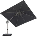 PURPLE LEAF 10' X 10' Left-right Tilting Patio Umbrella Outdoor Swivel Cantilever Umbrella Aluminum Offset Umbrella with Champagne Frame and 360-degree Rotation for Garden Deck Pool, Grey