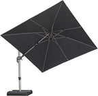 PURPLE LEAF 10' X 10' Left-right Tilting Patio Umbrella Outdoor Swivel Cantilever Umbrella Aluminum Offset Umbrella with Champagne Frame and 360-degree Rotation for Garden Deck Pool, Grey