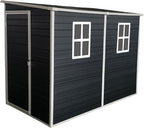 Outdoor Storage Shed, Metal Garden Shed with Double Doors, Galvanized Steel, Waterproof and Rustproof (8x4 FT Resin Shed)