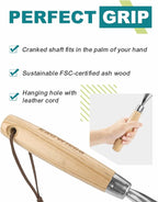 Hand Cultivator with 9-Teeth Rake - 14.4 Inch for Garden Bed Cultivating Soil, Weeding, Raking Leaves, Levelling Gravel - Solid Wood Handle