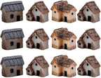 12 Pcs Miniature Fairy Garden Stone House,Mini Fairy Stone Resin House Cottage Statues Sculptures for Micro Landscape Dollhouse Decor
