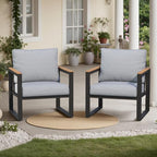 Outdoor Chairs Set of 2, Outdoor Furniture Set, Outdoor Conversation Chair Sets for Balcony Backyard Park Garden, Light Grey
