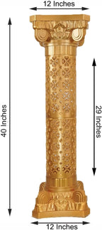Efavormart 4 Pack | Gold Crafted Venetian Inspired Pedestal Stand | Plant Pillar - 40" Tall PVC