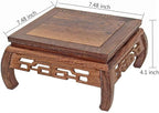 GOLDY&WENDY Oriental Furniture Rosewood Solid Wood Pedestal Square Carved Wooden Display Stand Flower Bonsai Wooden Base