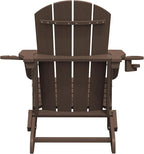 SERWALL Adirondack Chair with Cup Holders - Composite Adirondack Chairs Set of 4 HDPE Outdoor Chairs All Weather Use- Coffee