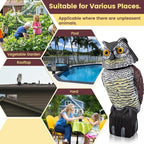 Fake Owl Decoys to Scare Birds Away, Waterproof 360° Rotating Head Hawks & Squirrel Deterrent, Patio Decoration Pest Control, Garden Owl Decoy for Outdoor Yard Patio Pools