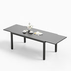 Sophia & William Expandable Patio Dining Table, Extra Large 99.2" L x 35.5" W Outdoor Dining Table for 6-10 Person Metal Rectangular Patio Table with E-Coating for Garden Porch Deck (Black)