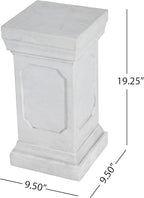 Decorative Roman Column Pedestal Column Plant Stand, Vintage European Style Classical Garden Pillar, Indoor Outdoor Decor, Pedestal Columns Plants Standing for Entryway Garden Yard Home (Antique White/19.25''H)