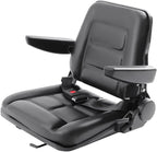 Lawn Mower Seat, Garden Tractor Seat, Tractor Suspension Seat, PVC Tractor Seats Universal Fold Down Forklift Seat with Adjustable Angle Back, Armrest and Safety Belt