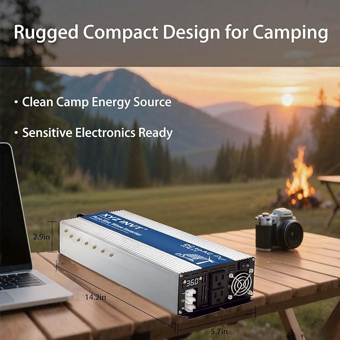 3000W Pure Sine Wave Inverter 36V to 120V AC, 6000W Peak Power, Power Converter for Solar System, Off-Grid Home, RV, Truck & Camping