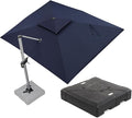 PURPLE LEAF 9 X 12 FT Cantilever Patio Umbrellas with Base Included, Large Square Offset Umbrella with 360° Rotation, Outdoor Aluminum Pool Umbrella for Pool Lawn Garden, Navy Blue