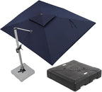 PURPLE LEAF 9 X 12 FT Cantilever Patio Umbrellas with Base Included, Large Square Offset Umbrella with 360° Rotation, Outdoor Aluminum Pool Umbrella for Pool Lawn Garden, Navy Blue
