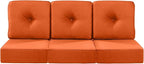 Luxury 22x24/22x25 6-Inch Patio Chair Cushions Set of 3 - Memory Foam Deep Seat Water Repellent Patio Cushion for Lawn Dining Rocking Swivel Chairs Loveseat 3-Seater Sectional Sofa - Orange