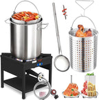ARC 40QT Seafood Boiling Kit, 200,000BTU Propane Burner and 36" Large Spoon, Crawfish Boil Pot w/Basket and Steamer Rack, Outdoors Cooking and Steaming, Large Turkey Fryer Pot, Lobster Shrimp Pot