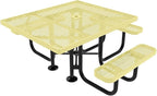 COATEDOUTDOORFURNITURE Heavy-Duty Portable ADA-Compliant Outdoor Picnic Table with Umbrella Hole, Expanded Metal Patio Dining Furniture Made in America (46" Square Top, Textured Sandstone)